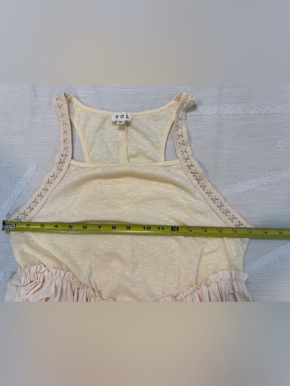 POL Frill Slit Square Neck Cami Maxi Dress Cream Butter Yellow Western Boho - Picture 7 of 9
